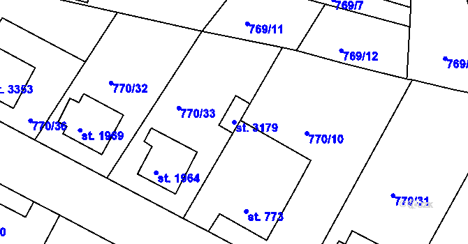 Parcela st. 3179 v KÚ Strakonice, Katastrální mapa