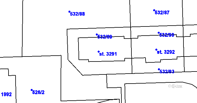 Parcela st. 3291 v KÚ Strakonice, Katastrální mapa
