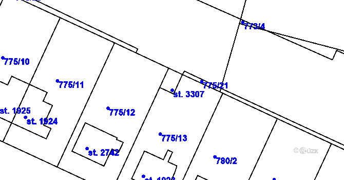 Parcela st. 3307 v KÚ Strakonice, Katastrální mapa