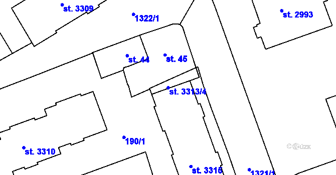 Parcela st. 3313/4 v KÚ Strakonice, Katastrální mapa