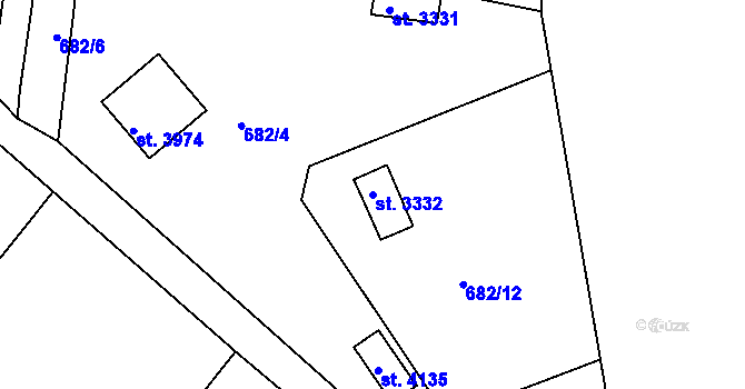 Parcela st. 3332 v KÚ Strakonice, Katastrální mapa