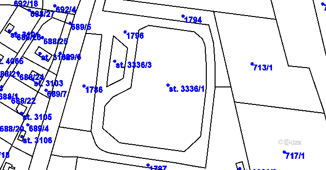 Parcela st. 3336 v KÚ Strakonice, Katastrální mapa