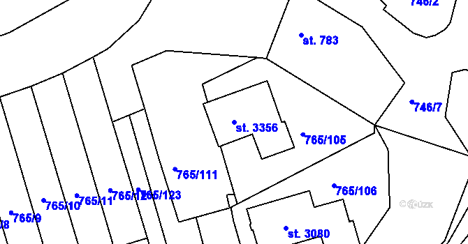 Parcela st. 3356 v KÚ Strakonice, Katastrální mapa