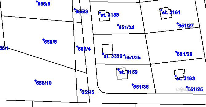 Parcela st. 3359 v KÚ Strakonice, Katastrální mapa