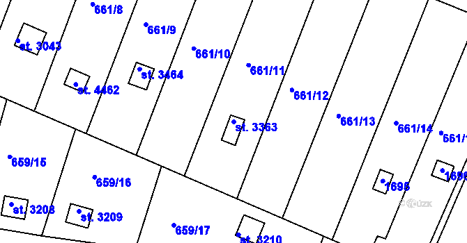 Parcela st. 3363 v KÚ Strakonice, Katastrální mapa