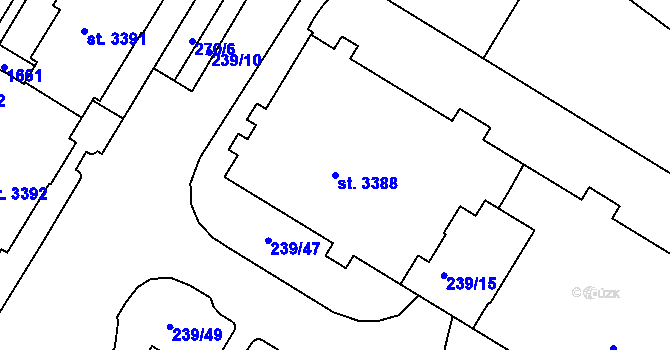 Parcela st. 3388 v KÚ Strakonice, Katastrální mapa