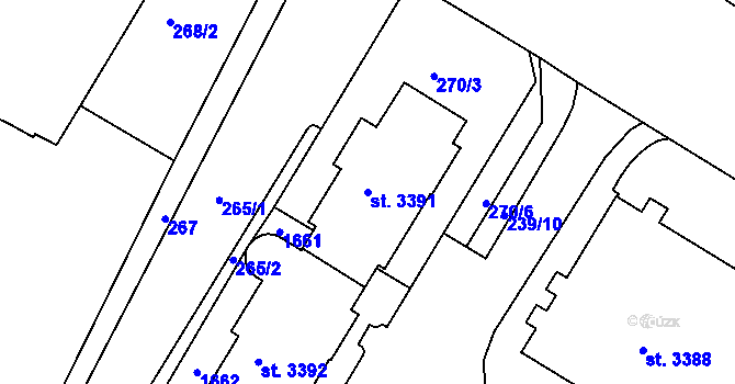 Parcela st. 3391 v KÚ Strakonice, Katastrální mapa
