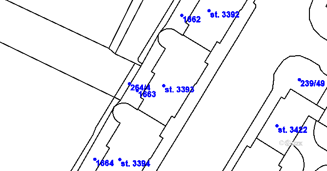 Parcela st. 3393 v KÚ Strakonice, Katastrální mapa