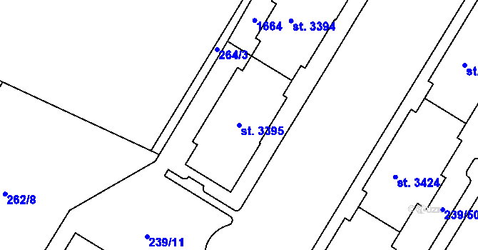 Parcela st. 3395 v KÚ Strakonice, Katastrální mapa