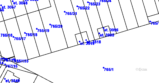 Parcela st. 3519 v KÚ Strakonice, Katastrální mapa