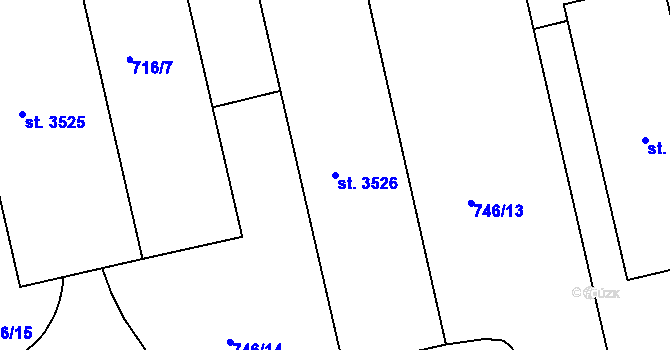 Parcela st. 3526 v KÚ Strakonice, Katastrální mapa