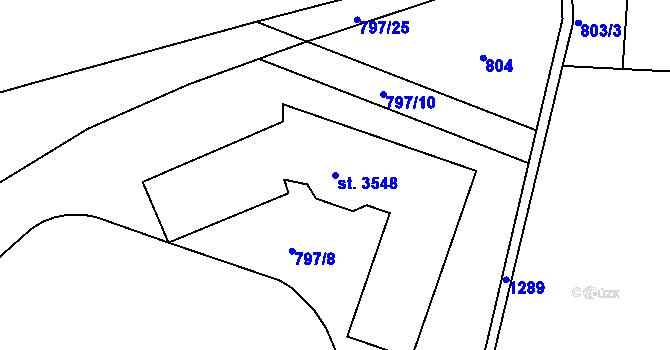 Parcela st. 3548 v KÚ Strakonice, Katastrální mapa