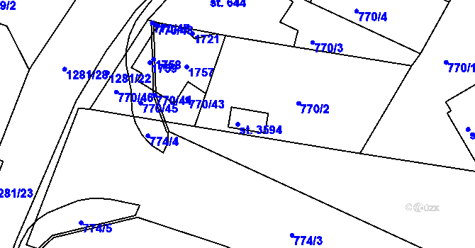 Parcela st. 3594 v KÚ Strakonice, Katastrální mapa