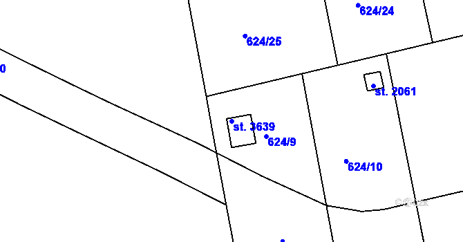 Parcela st. 3639 v KÚ Strakonice, Katastrální mapa