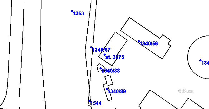 Parcela st. 3673 v KÚ Strakonice, Katastrální mapa