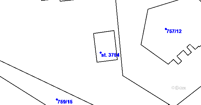 Parcela st. 3754 v KÚ Strakonice, Katastrální mapa