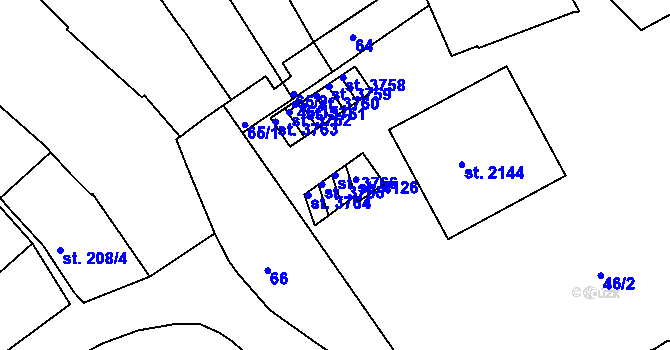 Parcela st. 3766 v KÚ Strakonice, Katastrální mapa