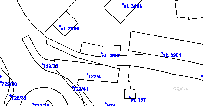 Parcela st. 3902 v KÚ Strakonice, Katastrální mapa