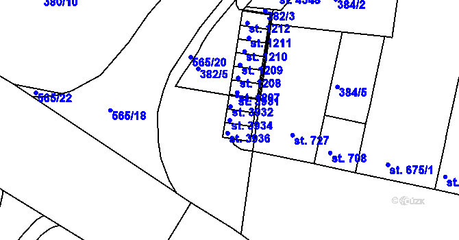 Parcela st. 3934 v KÚ Strakonice, Katastrální mapa