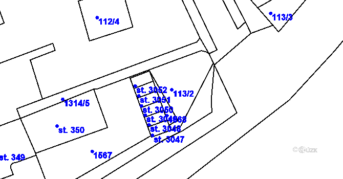 Parcela st. 113/2 v KÚ Strakonice, Katastrální mapa