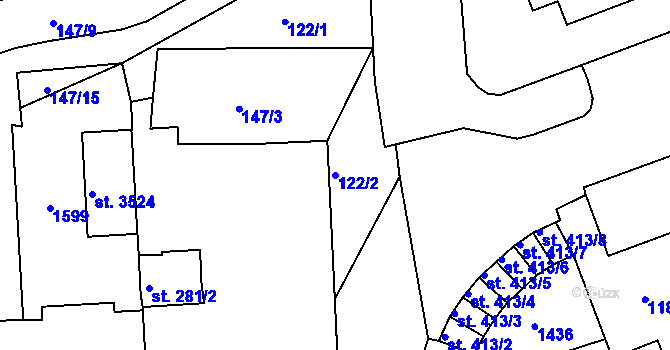 Parcela st. 122/2 v KÚ Strakonice, Katastrální mapa