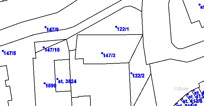 Parcela st. 147/3 v KÚ Strakonice, Katastrální mapa