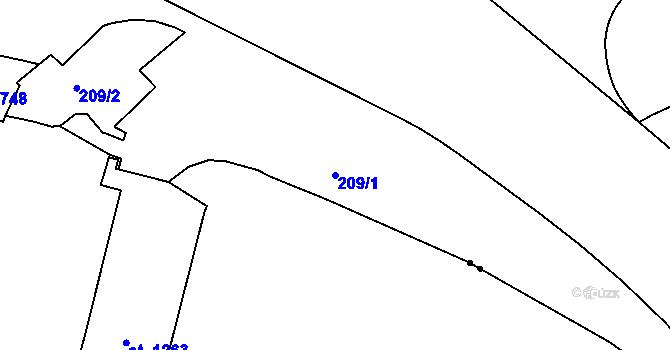 Parcela st. 209/1 v KÚ Strakonice, Katastrální mapa