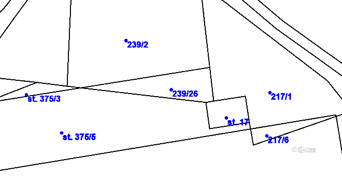 Parcela st. 239/26 v KÚ Strakonice, Katastrální mapa