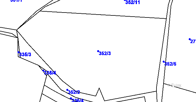 Parcela st. 352/3 v KÚ Strakonice, Katastrální mapa