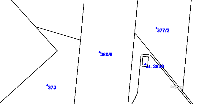 Parcela st. 380/9 v KÚ Strakonice, Katastrální mapa