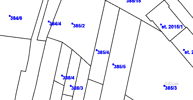 Parcela st. 385/4 v KÚ Strakonice, Katastrální mapa