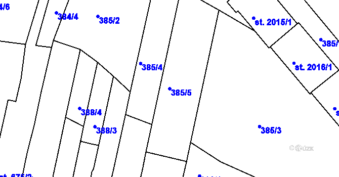 Parcela st. 385/5 v KÚ Strakonice, Katastrální mapa