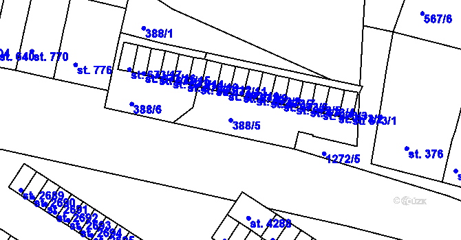 Parcela st. 388/5 v KÚ Strakonice, Katastrální mapa