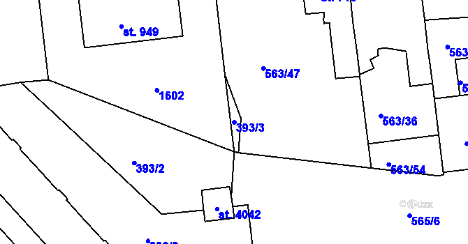 Parcela st. 393/3 v KÚ Strakonice, Katastrální mapa