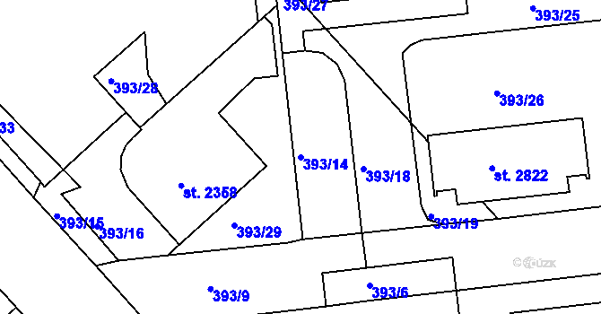 Parcela st. 393/14 v KÚ Strakonice, Katastrální mapa