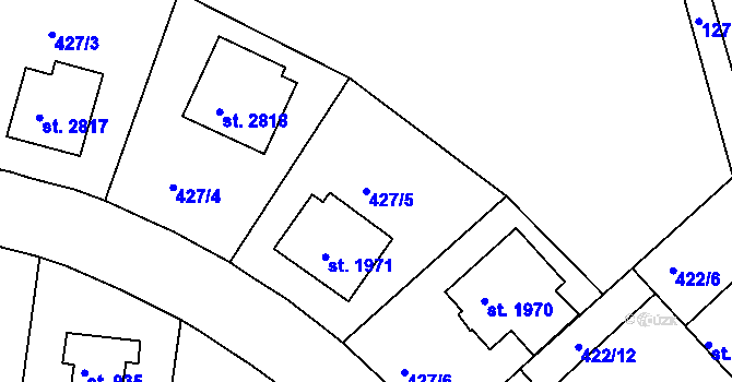 Parcela st. 427/5 v KÚ Strakonice, Katastrální mapa