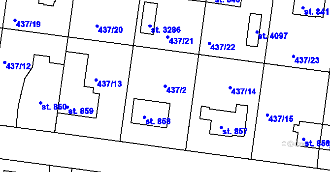 Parcela st. 437/2 v KÚ Strakonice, Katastrální mapa