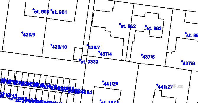 Parcela st. 437/4 v KÚ Strakonice, Katastrální mapa