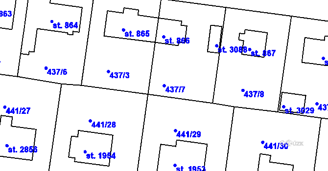 Parcela st. 437/7 v KÚ Strakonice, Katastrální mapa