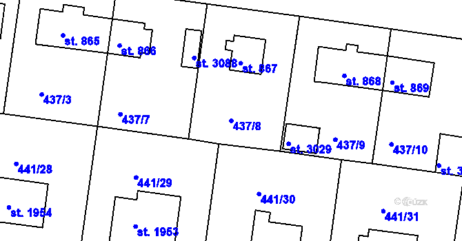 Parcela st. 437/8 v KÚ Strakonice, Katastrální mapa