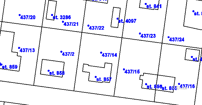 Parcela st. 437/14 v KÚ Strakonice, Katastrální mapa