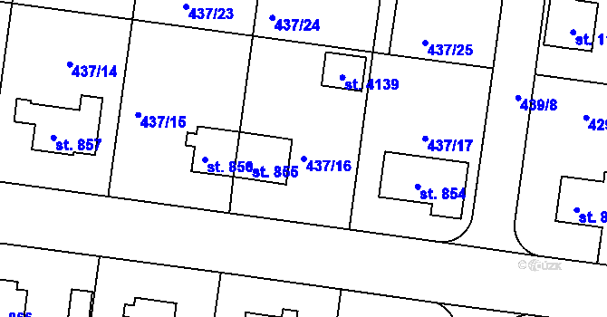 Parcela st. 437/16 v KÚ Strakonice, Katastrální mapa