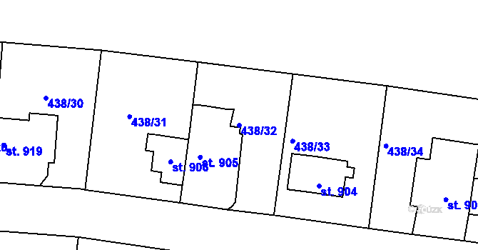 Parcela st. 438/32 v KÚ Strakonice, Katastrální mapa