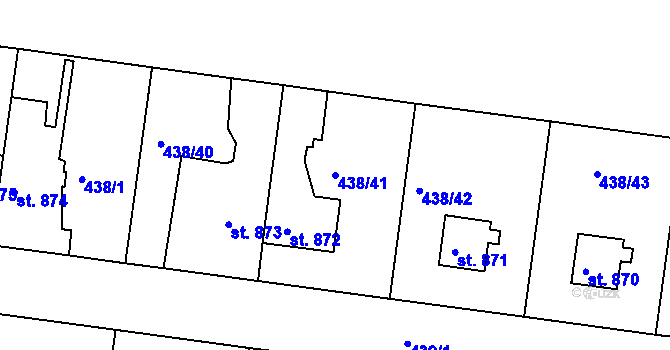Parcela st. 438/41 v KÚ Strakonice, Katastrální mapa