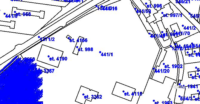 Parcela st. 441/1 v KÚ Strakonice, Katastrální mapa