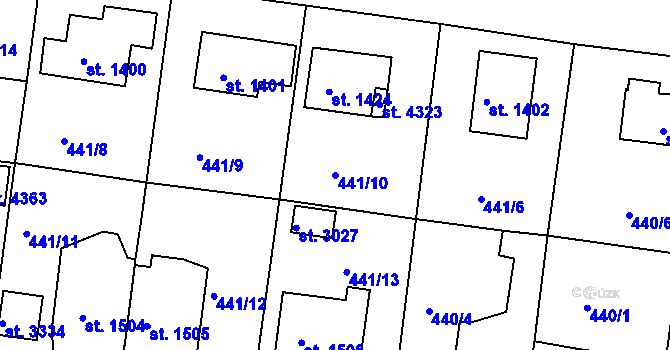 Parcela st. 441/10 v KÚ Strakonice, Katastrální mapa