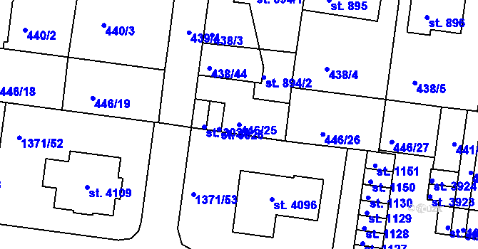 Parcela st. 446/25 v KÚ Strakonice, Katastrální mapa