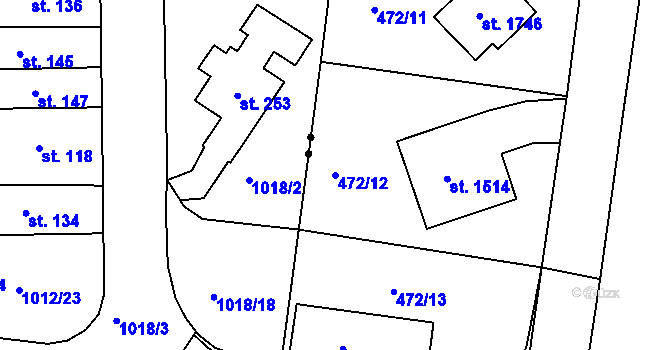 Parcela st. 472/12 v KÚ Strakonice, Katastrální mapa