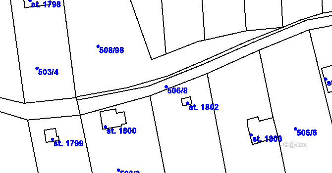 Parcela st. 506/8 v KÚ Strakonice, Katastrální mapa