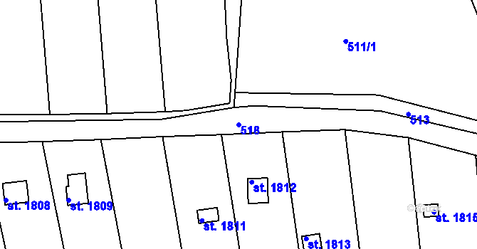 Parcela st. 518 v KÚ Strakonice, Katastrální mapa